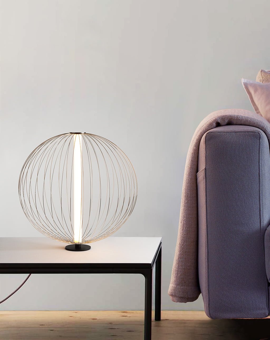Spokes Round Shade Desk Lamp | Ambient Light | Satin Nickel