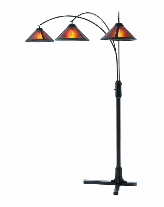 Natural Mica Light Arc Lamp in Bronze