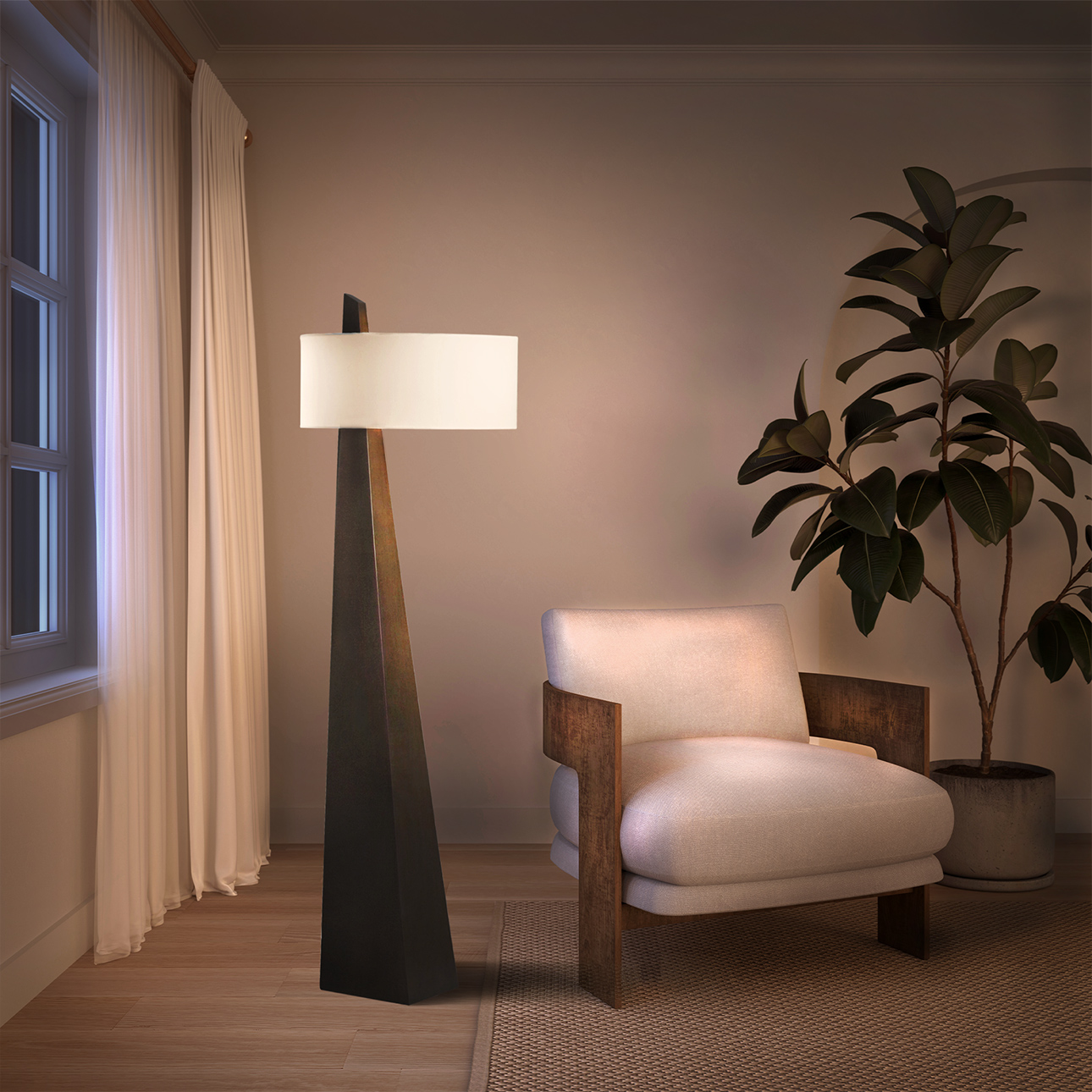 Obelisk 63″ Floor Lamp in Chestnut with On/Off Switch