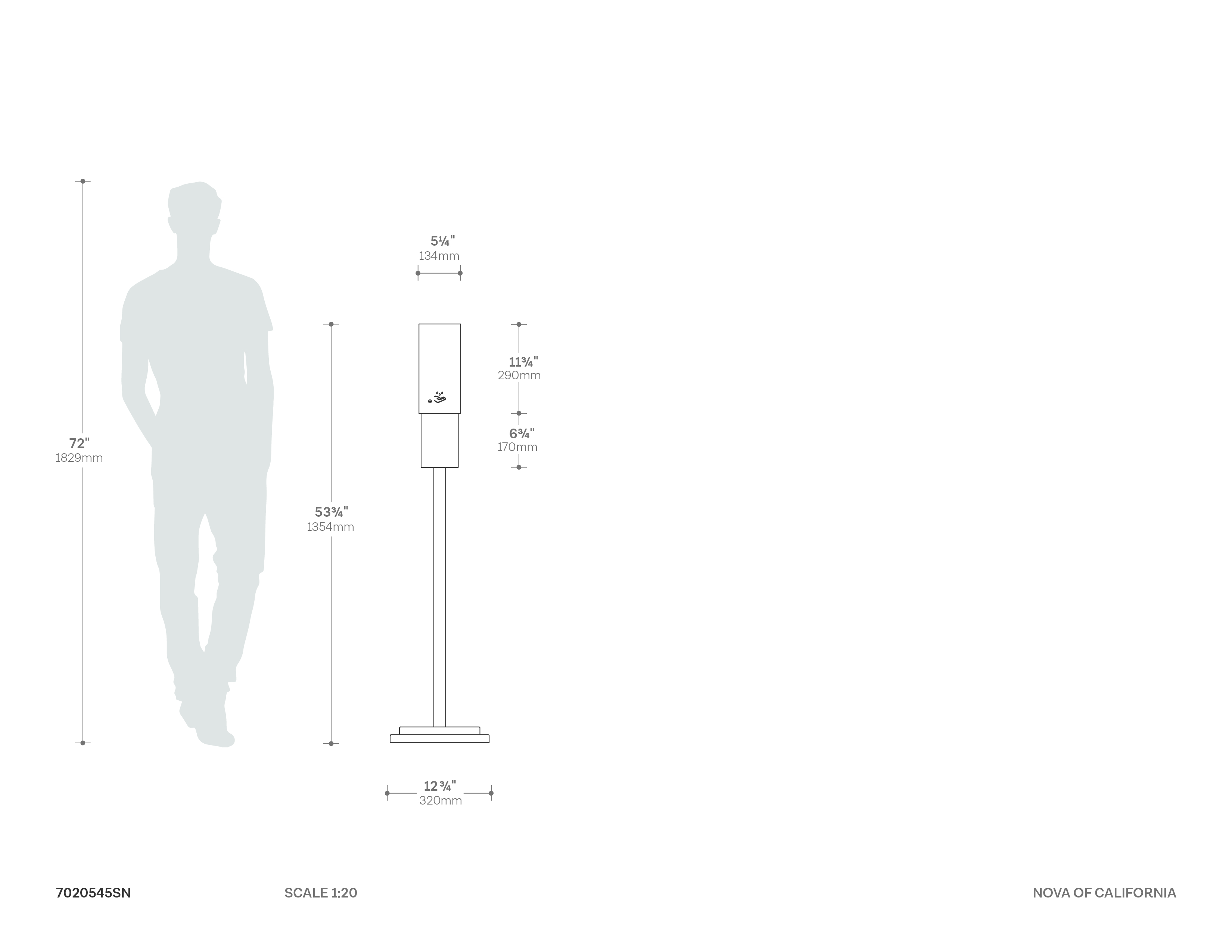 Luxe Floor Stand Hand Sanitizer Dispenser in Nickel