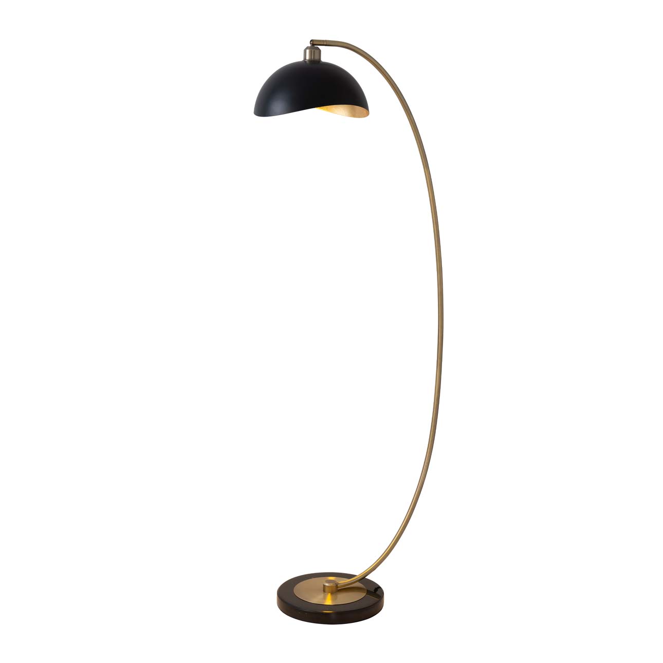 Luna Bella Chairside Arc Floor Lamp in Brass Black Gold with Marble Base