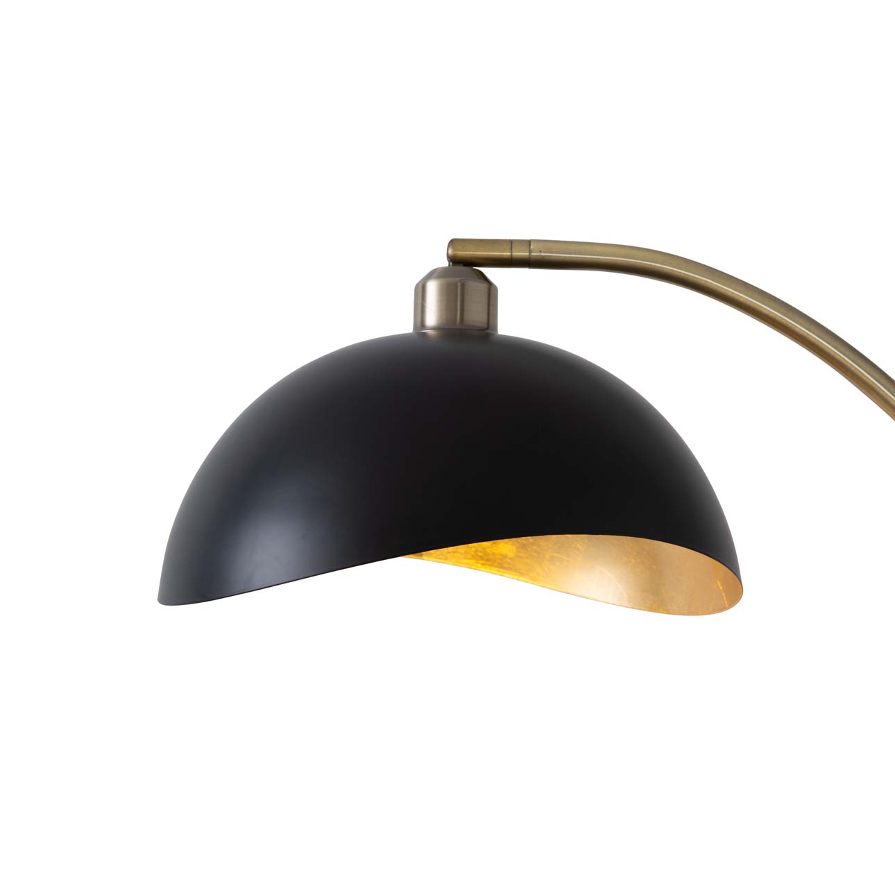 Luna Bella Chairside Arc Floor Lamp in Brass Black Gold with Marble Base