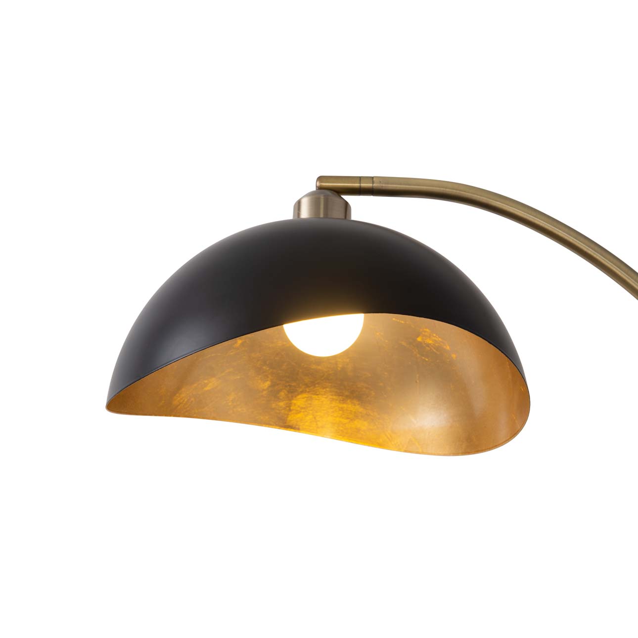 Luna Bella Chairside Arc Floor Lamp in Brass Black Gold with Marble Base