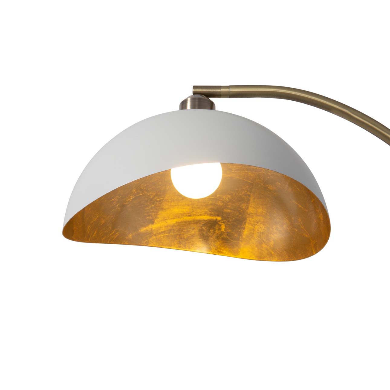 Luna Bella Chairside Arc Floor Lamp - Brass/Matte White/Gold Leaf