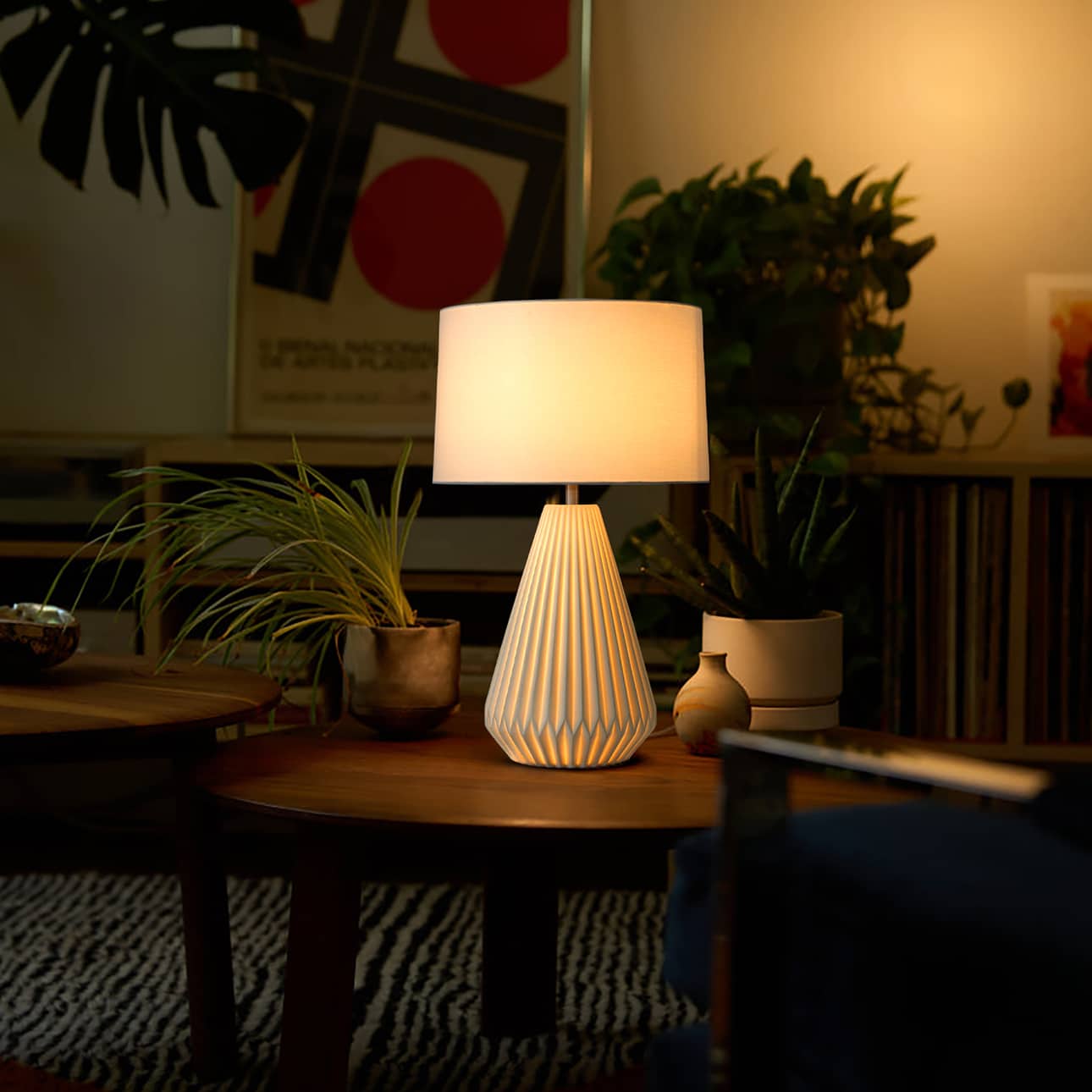 Concord Table Lamp - Translucent Bone Porcelain, Weathered Brass, Linen Shade