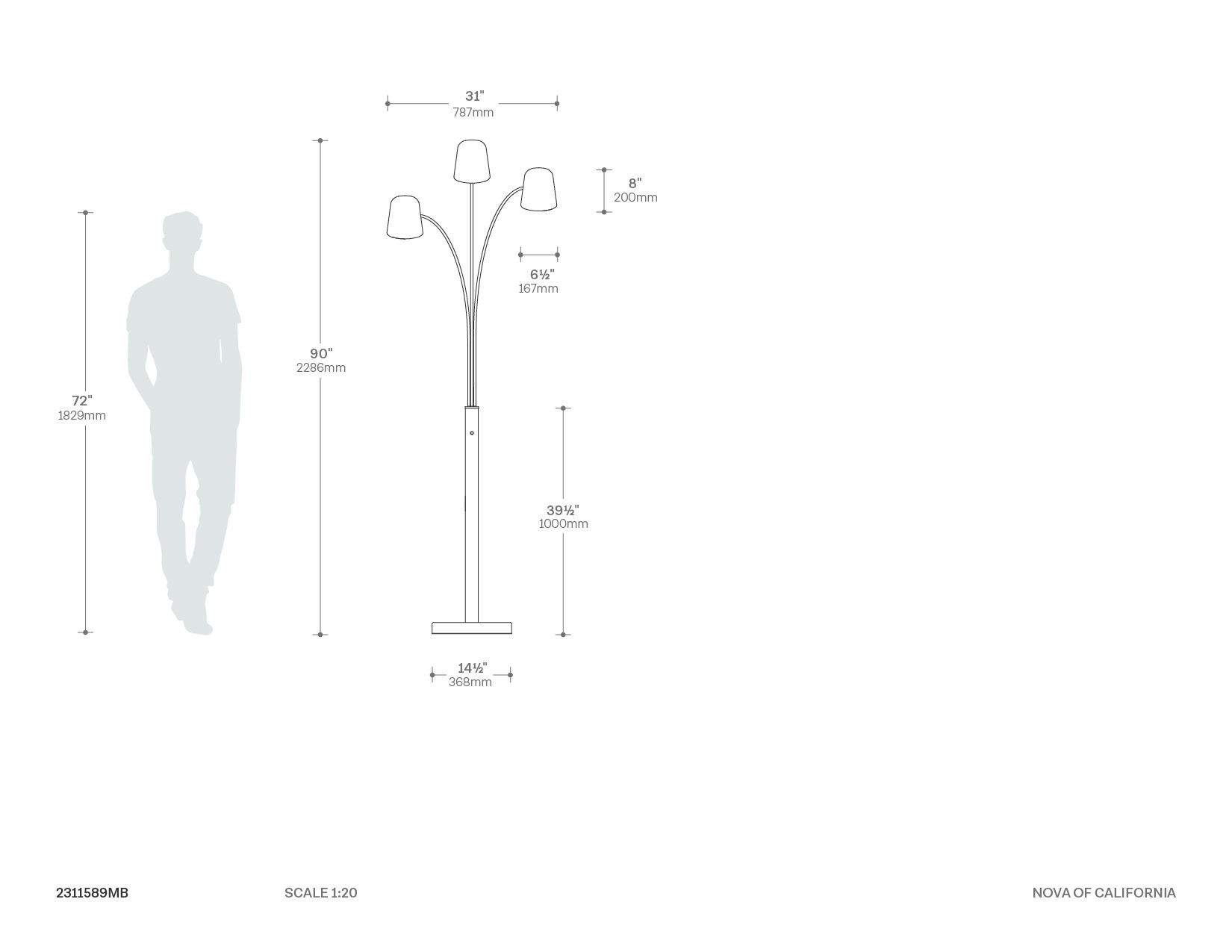 Culver 3 Light Arc Floor Lamp