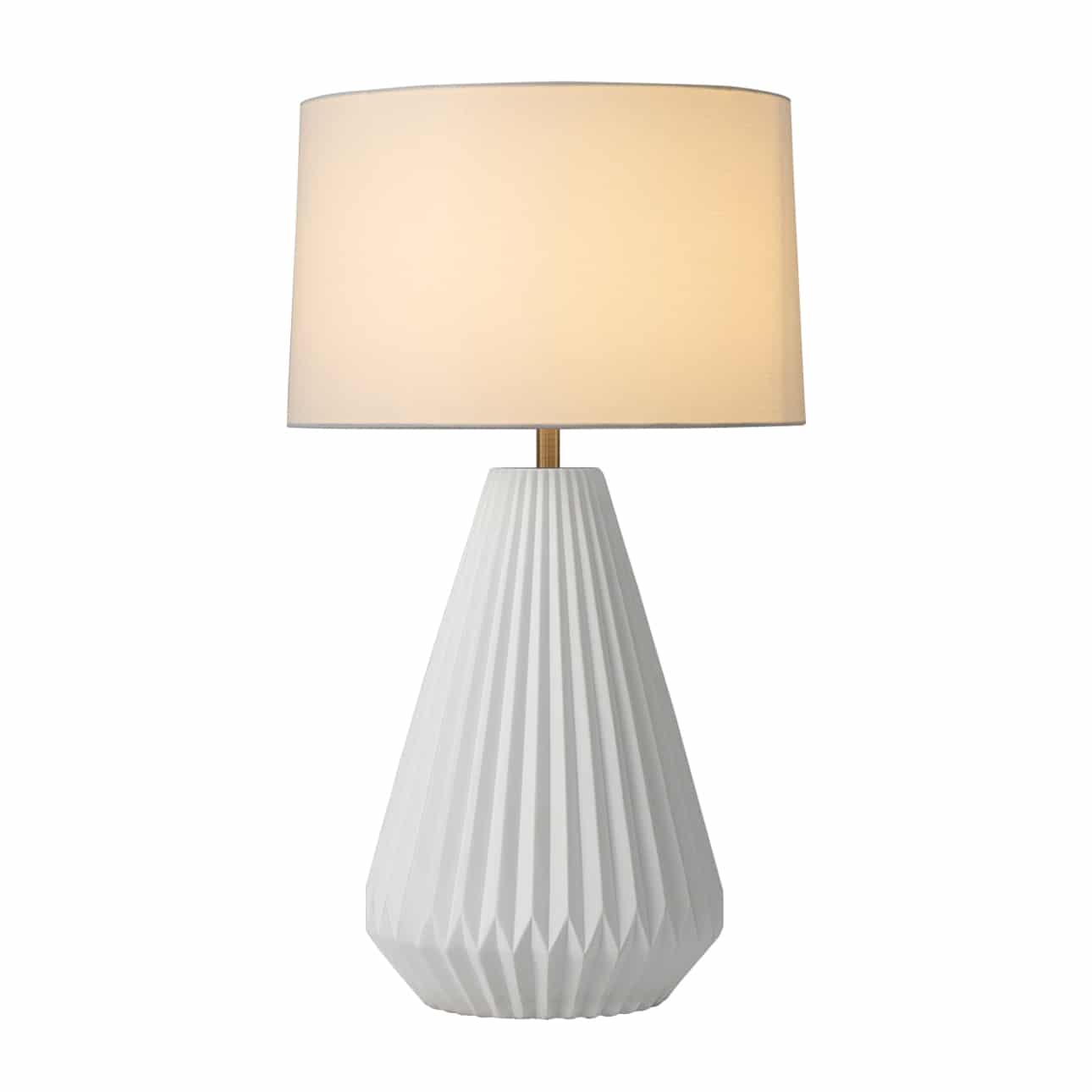 Concord Table Lamp - Translucent Bone Porcelain, Weathered Brass, Linen Shade