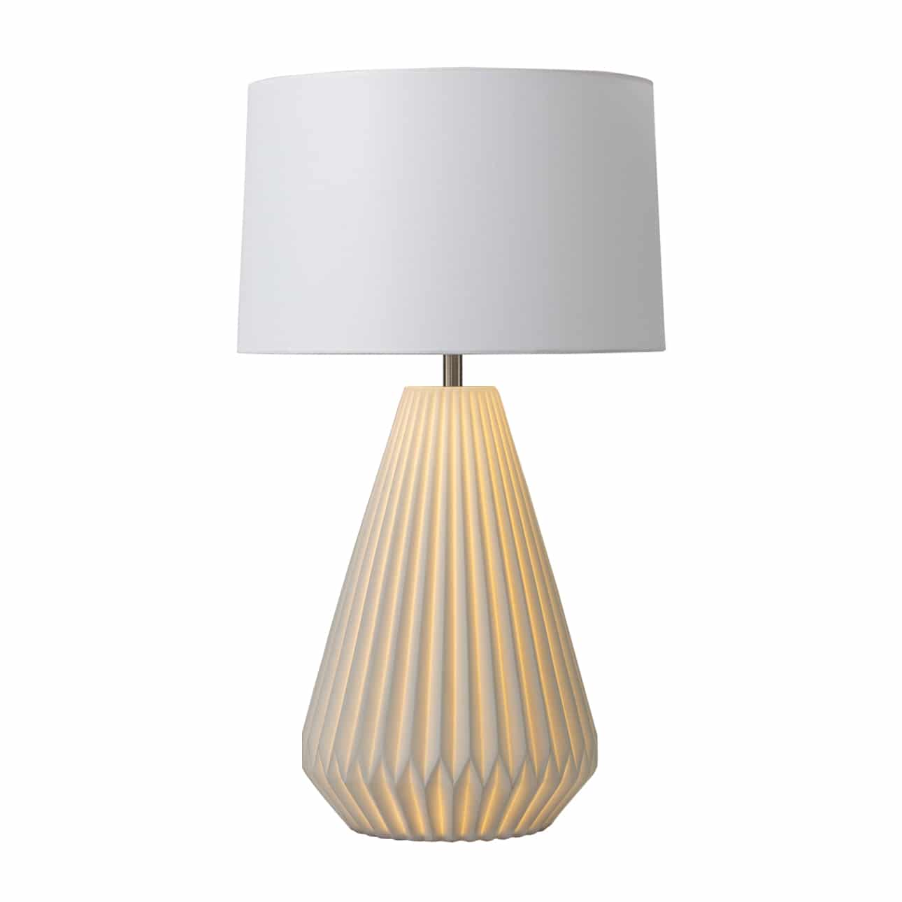 Concord Table Lamp - Translucent Bone Porcelain, Weathered Brass, Linen Shade