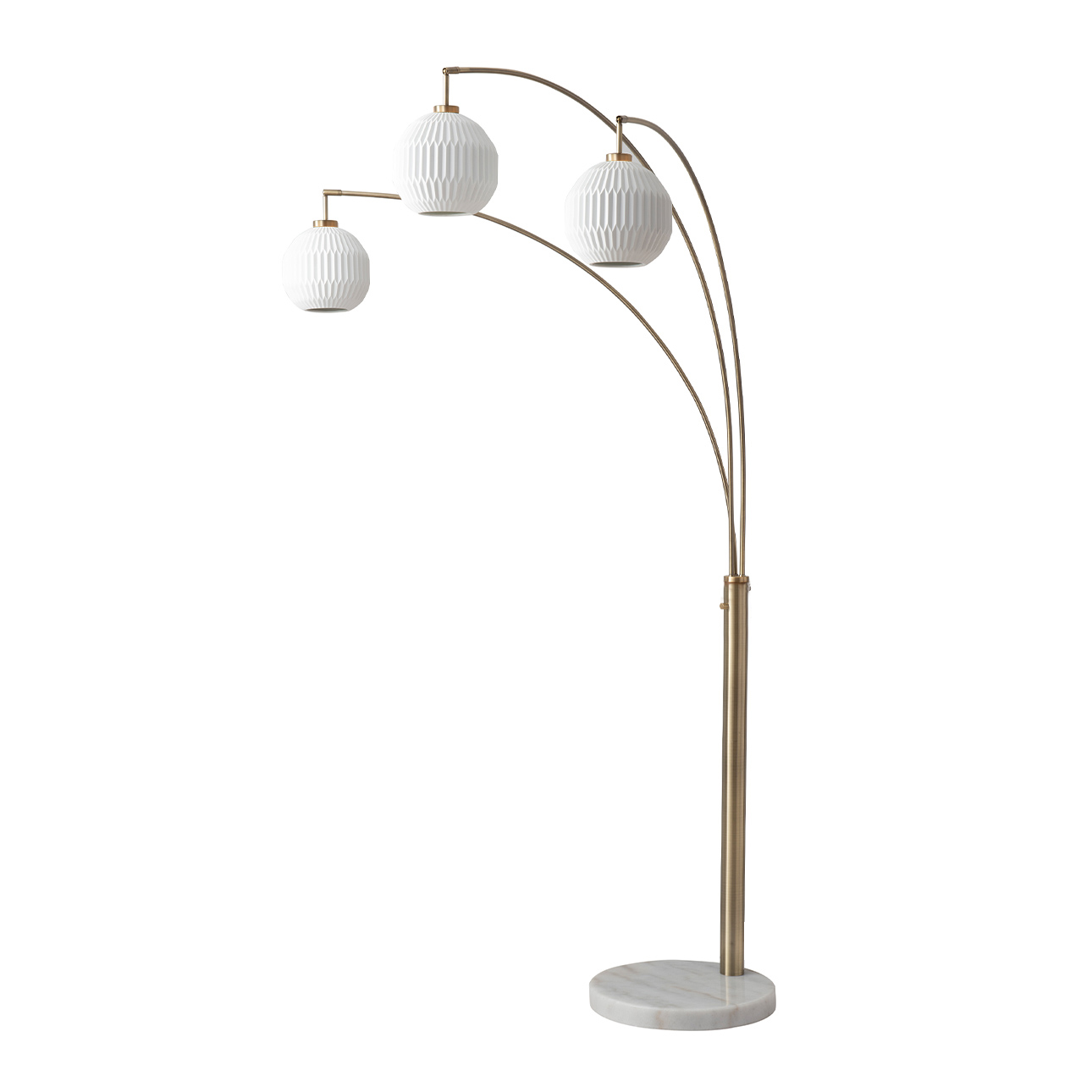 Moraga Three Light Arc Floor Lamp in Brass Finish