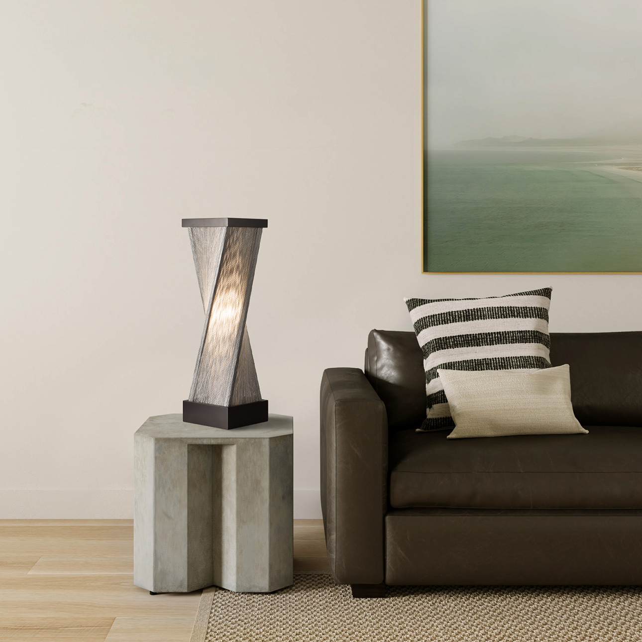 Torque 24″ Accent Table Lamp in Espresso and Satin Nickel with Online SwitchTorque 54″ Accent Floor Lamp in Espresso and Silver String with Dimmer Switch
