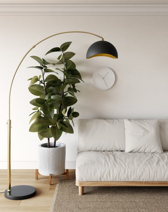 Working From Home with a Modern Arc Floor Lamp