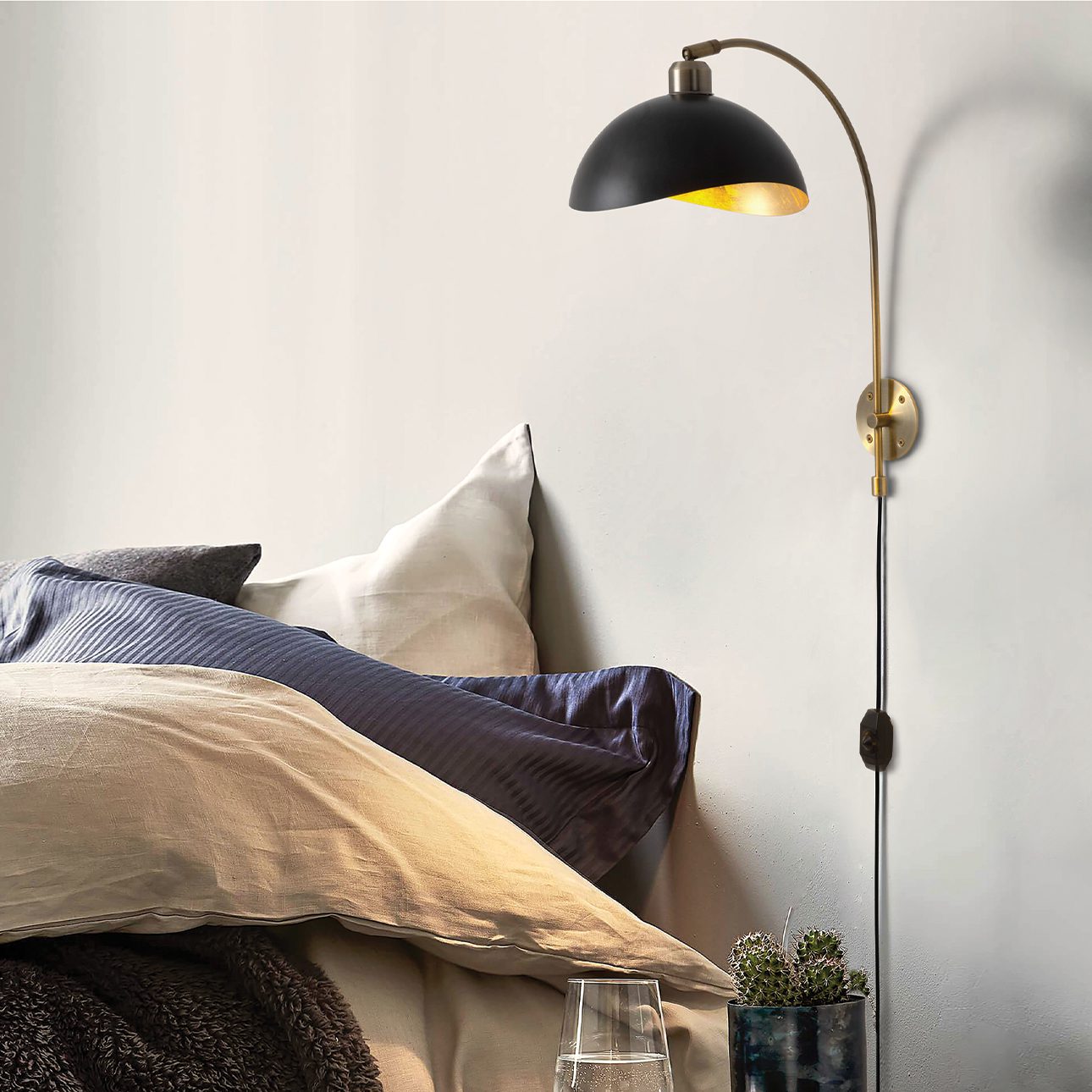 Luna Bella Wall Sconce in Weathered Brass and Matte Black