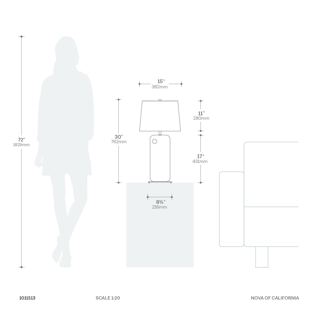 Laurel Table Lamp in Ebony with Warm Ambient Glow