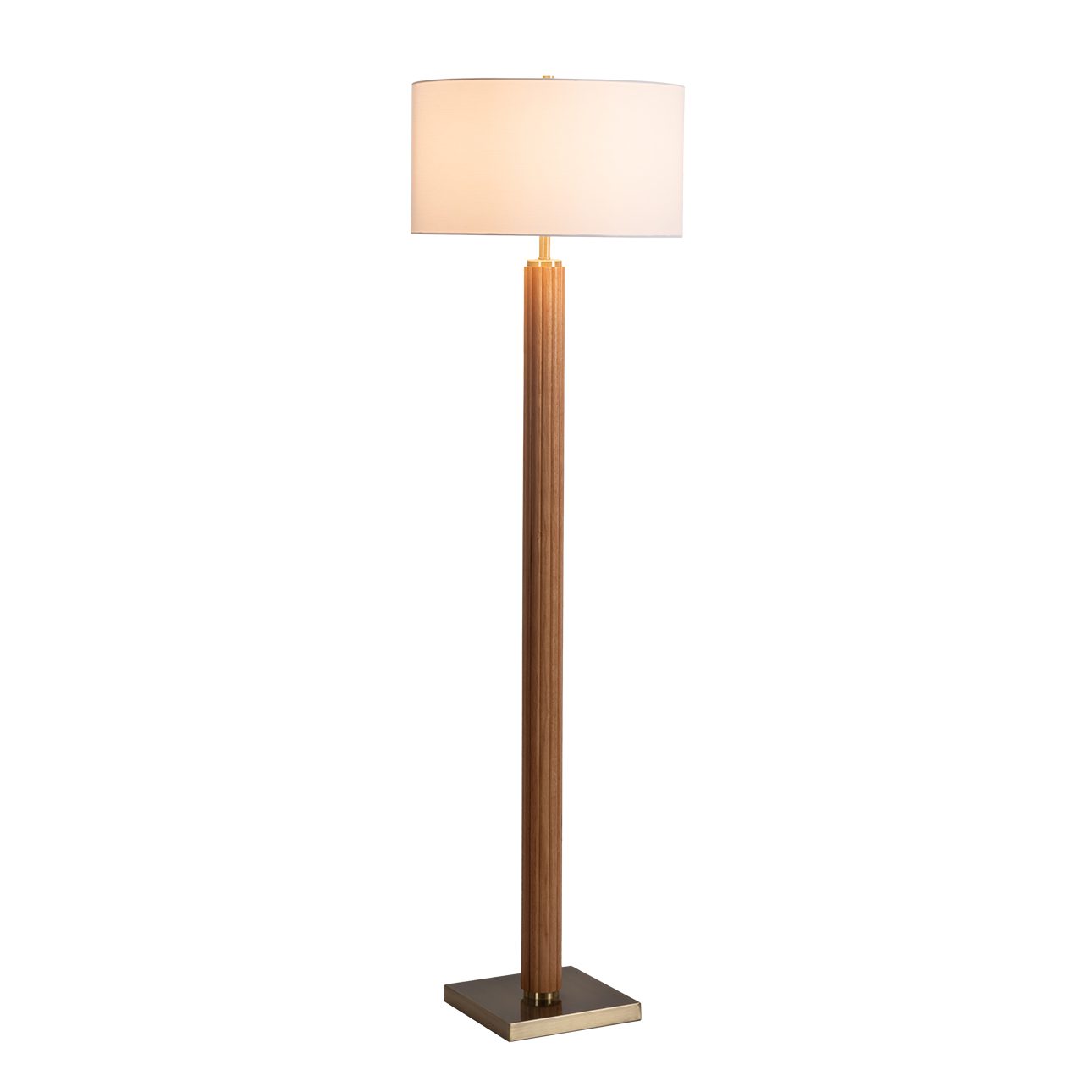 Tambo Floor Lamp in Natural Ash Wood with Warm Glow