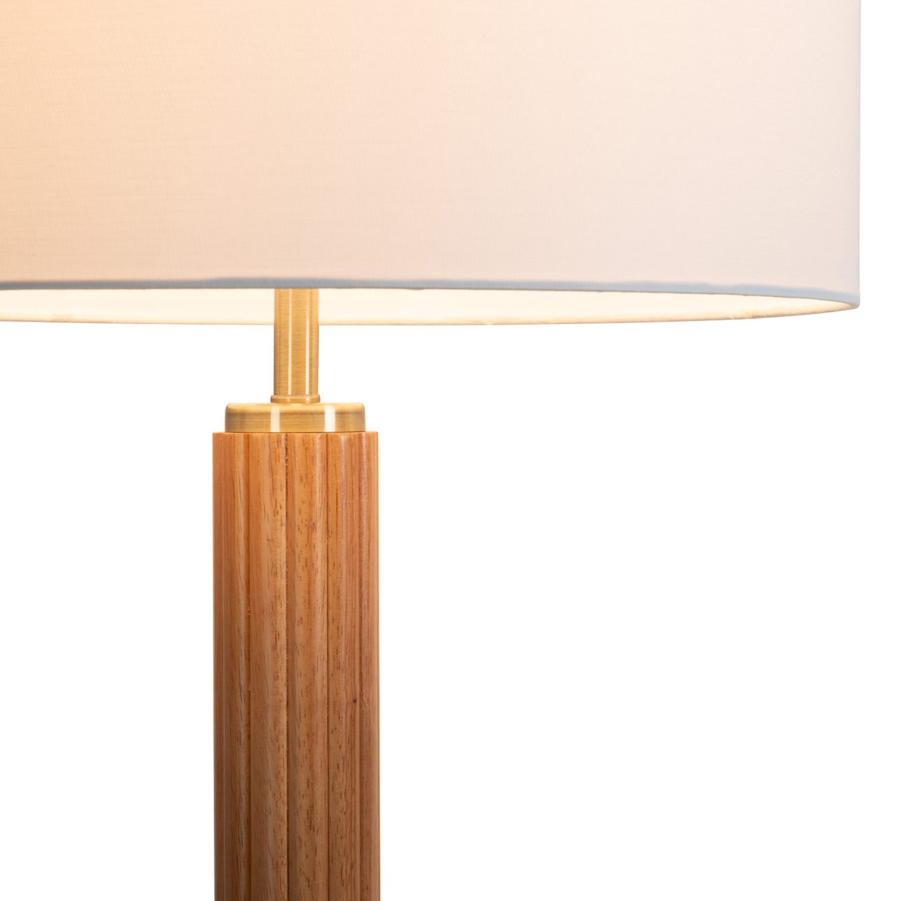 Tambo Floor Lamp in Natural Ash Wood with Warm Glow
