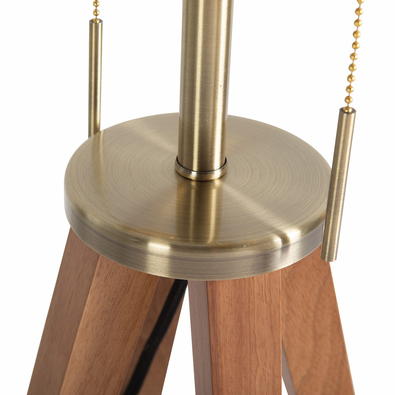 Quattro Table Lamp in Natural Ash and Weathered Brass with White Linen Shade