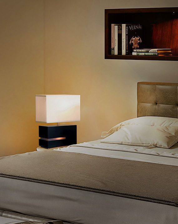 Zen Reclining Table Lamp with Night Light - Dark Brown