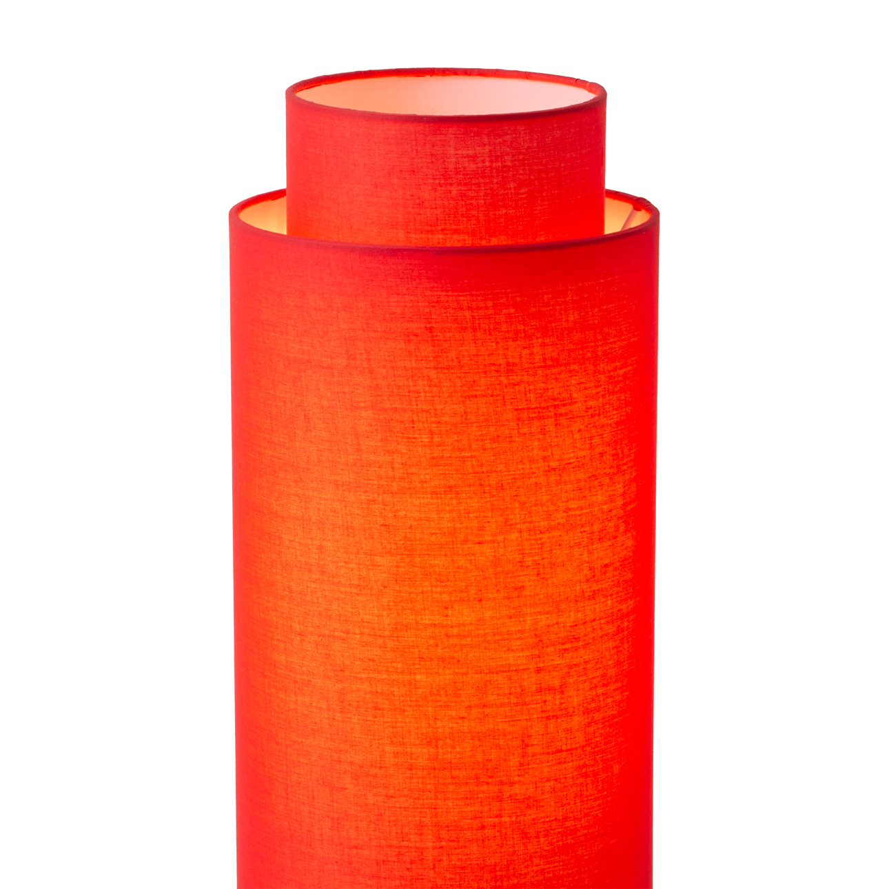 Lollipop Floor Lamp in Black Nickel with Crimson Red Double Linen Shade