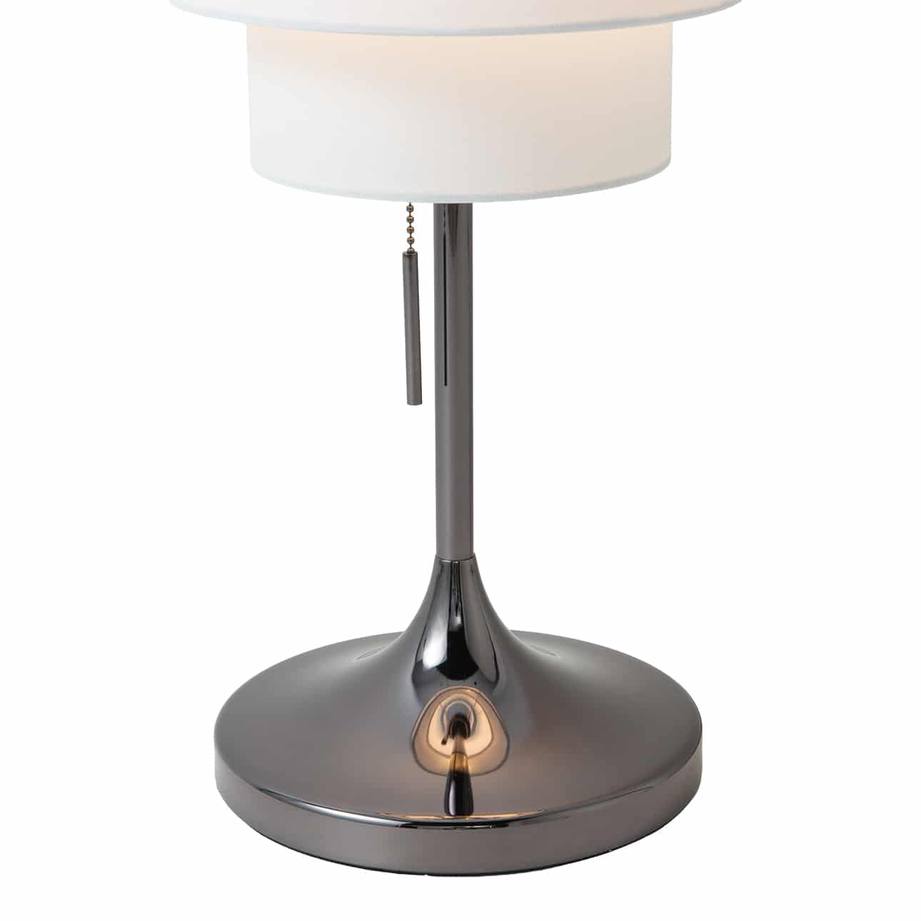 Lollipop Table Lamp in Black Nickel with White Double Linen Shade