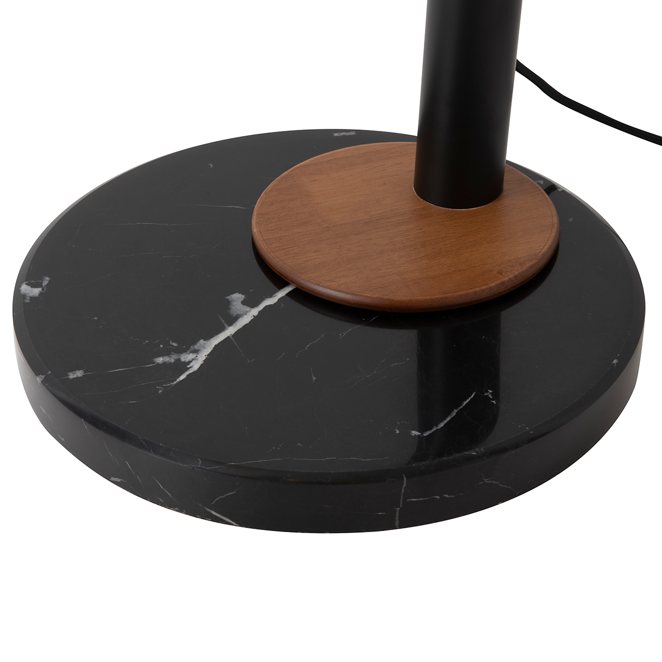 Lodi One Light Arc Floor Lamp in Matte Black Walnut and Gold Leaf