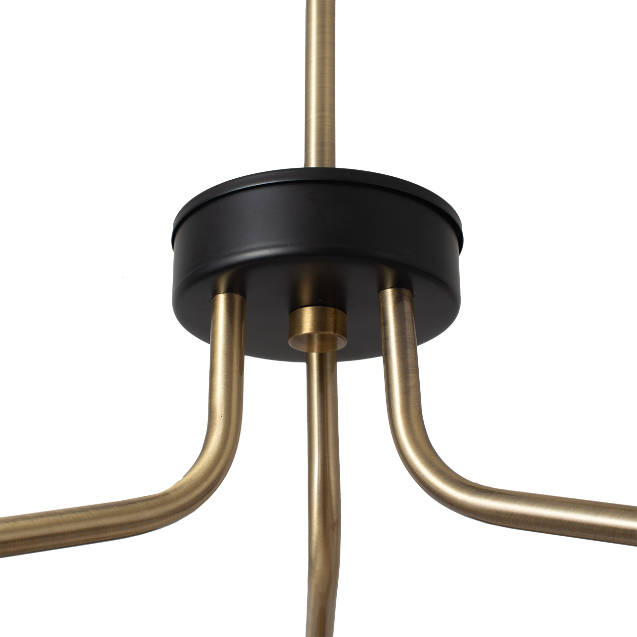 Luna Bella Three Light Chandelier in Weathered Brass and Matte Black