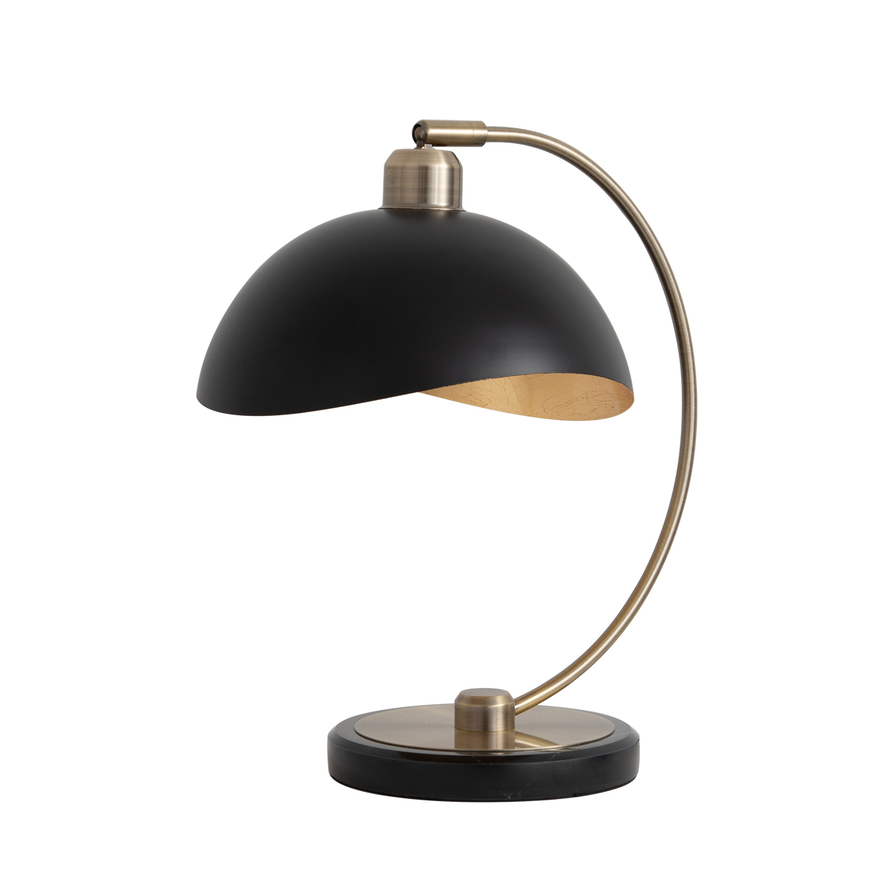 Luna Bella Mini Accent Table Lamp in Weathered Brass and Matte Black with Black Marble Base