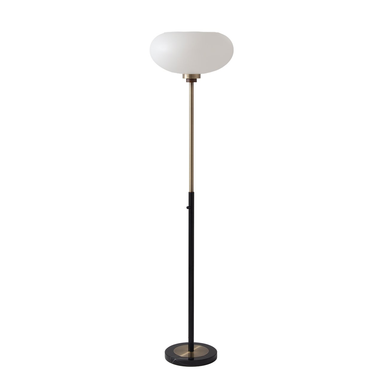 Morelli Torchiere Floor Lamp in Weathered Brass with Lucite Shade