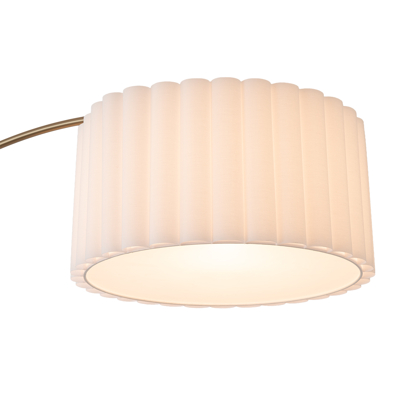 Scalloped One Light Arc Floor Lamp in Walnut and Weathered Brass