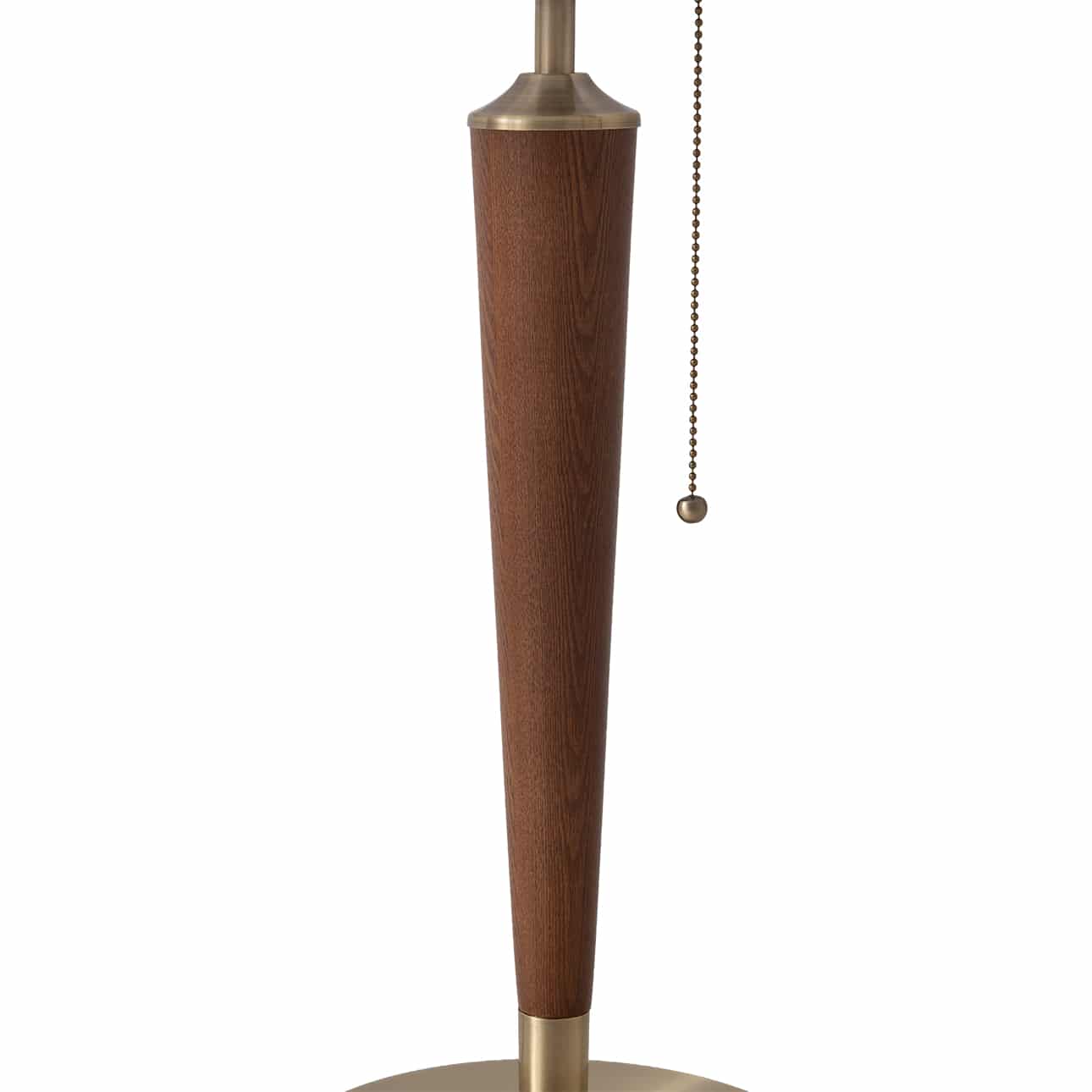 Scalloped Table Lamp in Walnut and Weathered Brass with White Linen Shade