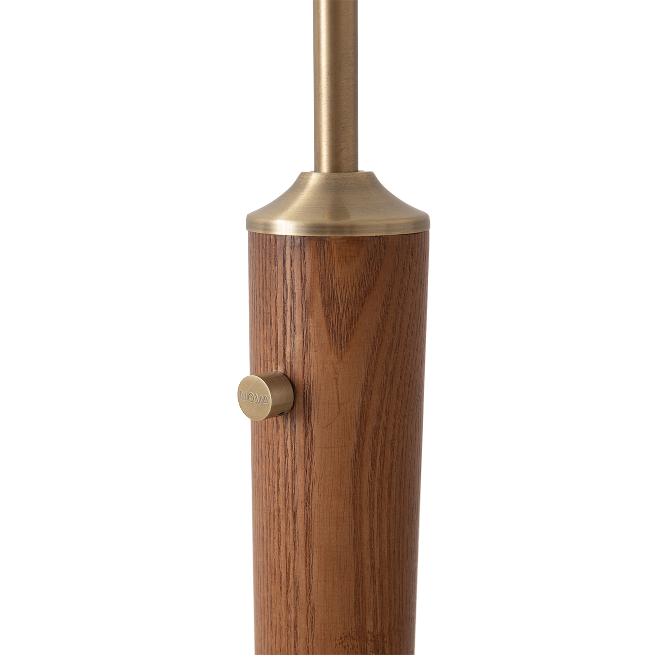 Scalloped One Light Arc Floor Lamp in Walnut and Weathered Brass