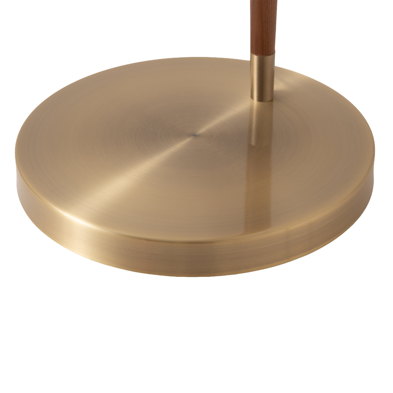 Scalloped One Light Arc Floor Lamp in Walnut and Weathered Brass