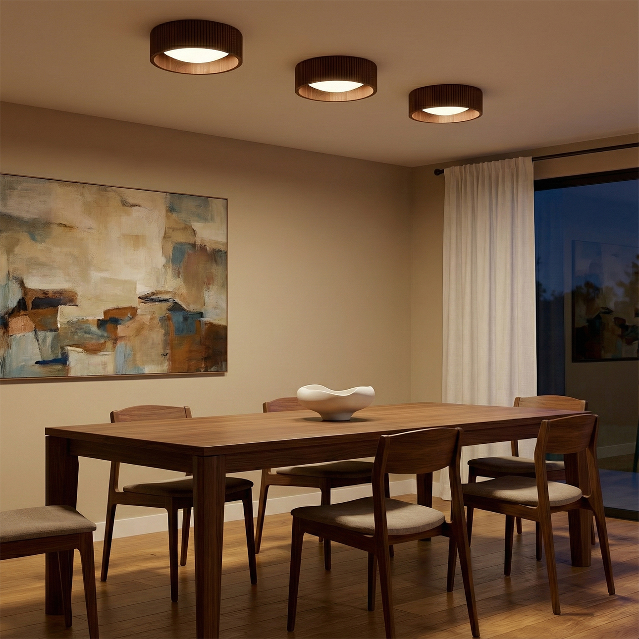 Tambo 14" Flush Mount Ceiling Light - Dark Walnut