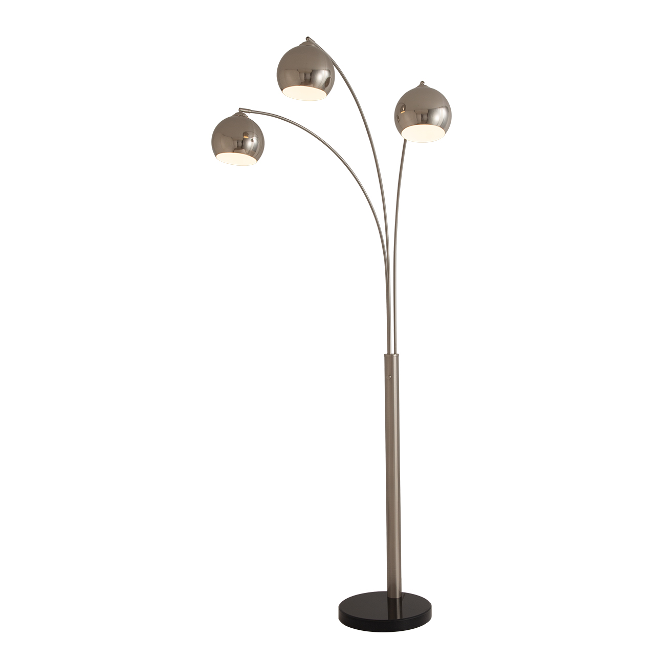 Original 1962 Triplet 3 Light Arc Floor Lamp - Satin Nickel