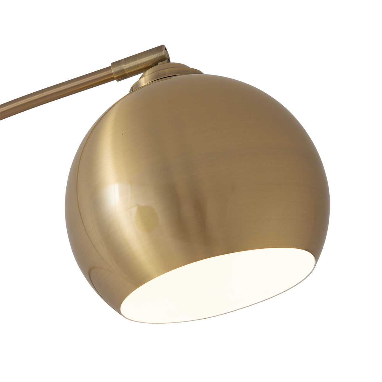 Triplet Three Light Arc Floor Lamp in Weathered Brass with White Marble Base