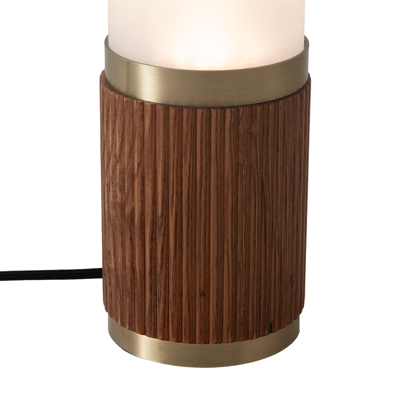 Tambo Cylindro Mini Accent Table Lamp in Dark Walnut and Weathered Brass