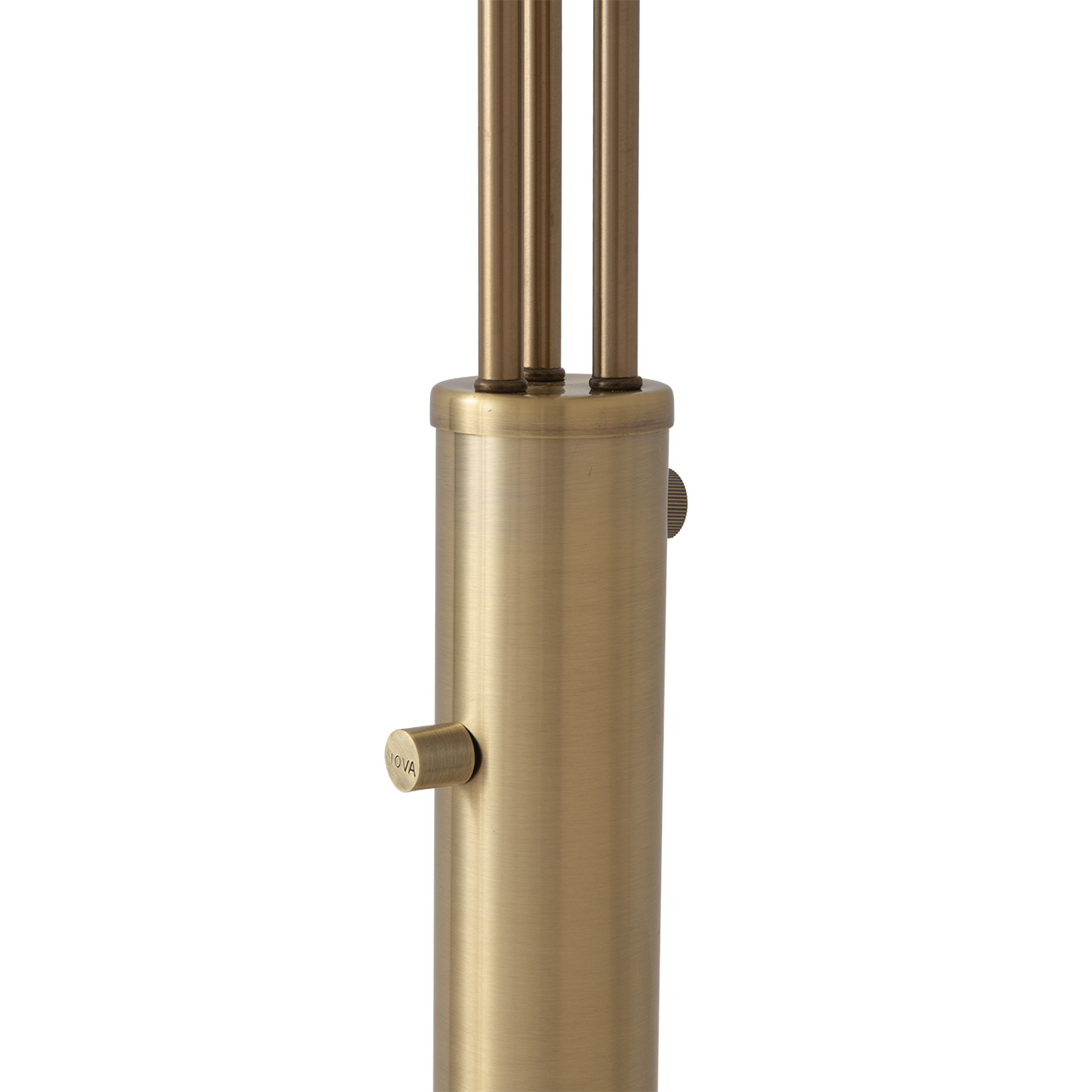 Triplet Three Light Arc Floor Lamp in Weathered Brass with White Marble Base