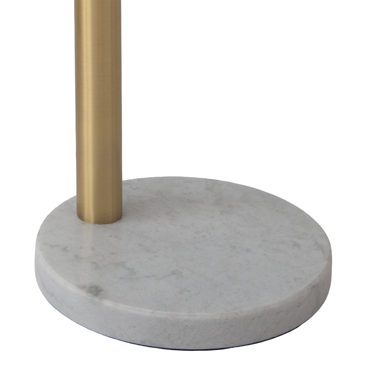 Triplet Three Light Arc Floor Lamp in Weathered Brass with White Marble Base