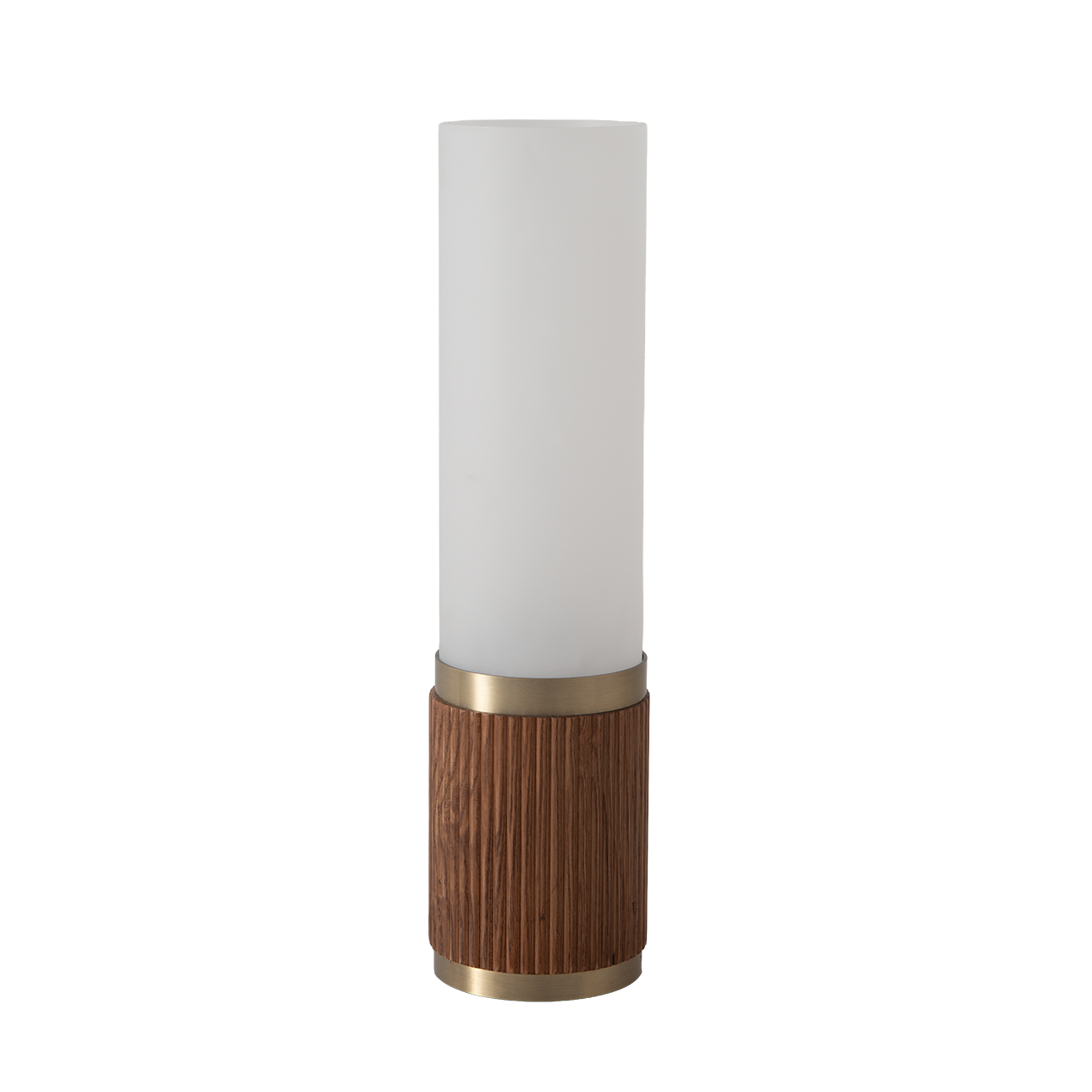 Tambo Cylindro Mini Accent Table Lamp in Dark Walnut and Weathered Brass