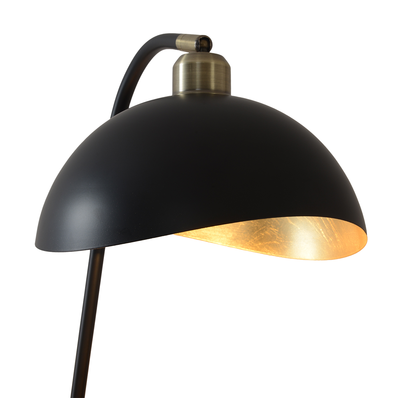 Luna Bella Duo Floor Lamp - Weathered Brass, Matte Black/Gold-Leaf Shade