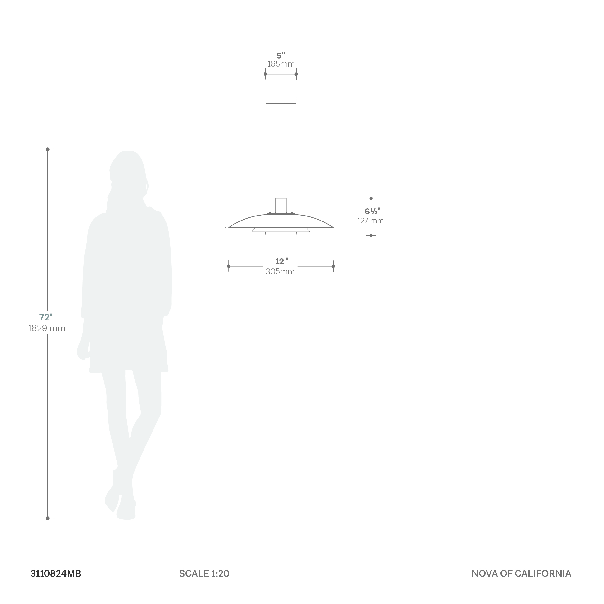 Rancho Mirage Small 12" OD Pendant Light - Matte Black