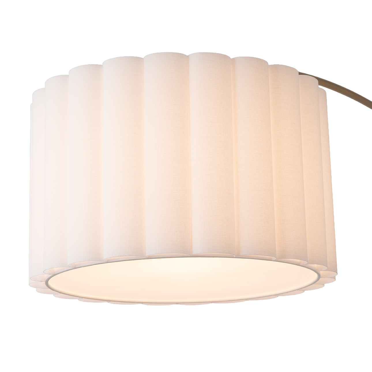Scalloped Wall Arc Lamp - Weathered Brass, White Linen, Diffuser