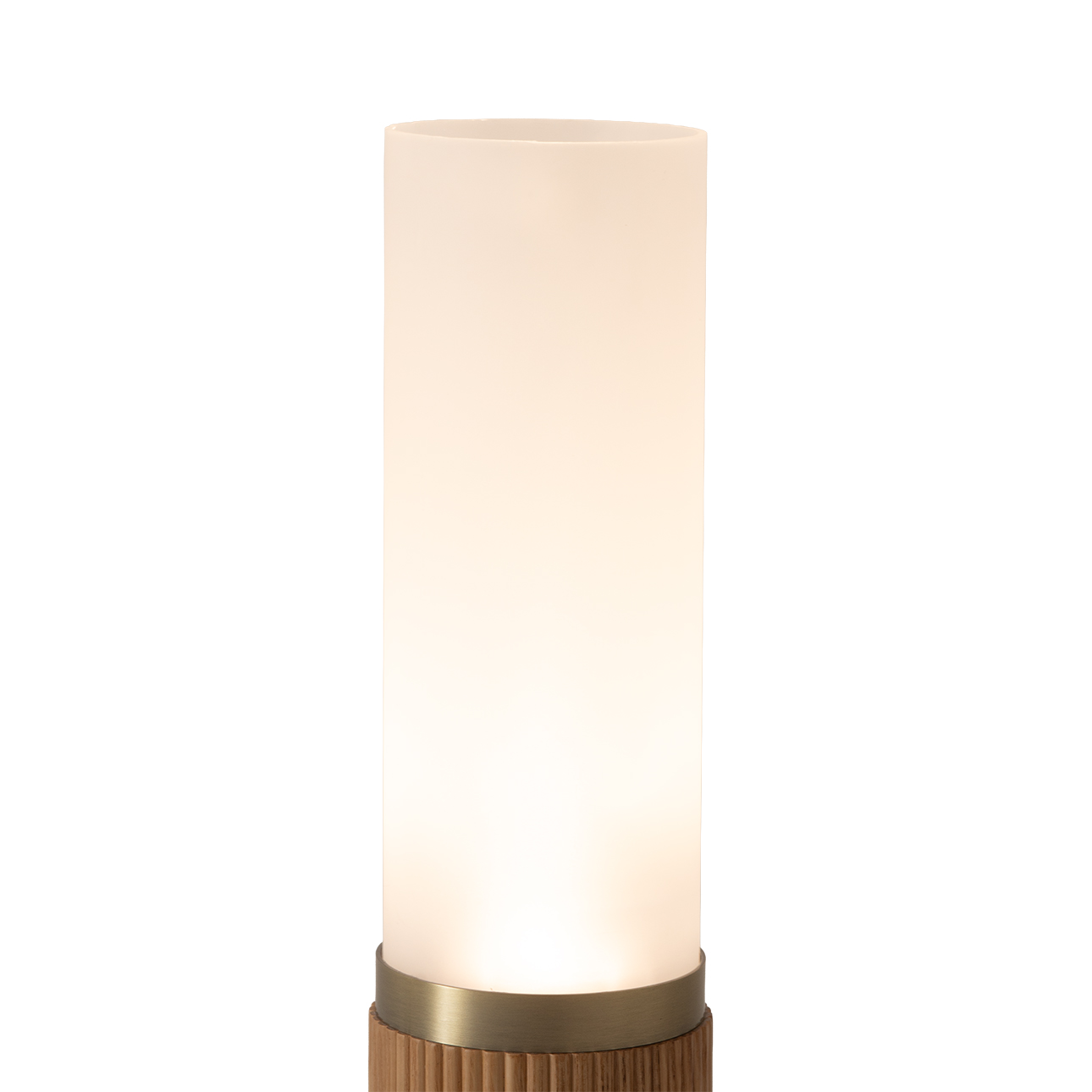 Tambo Cylindro 18" Petite Accent Table Lamp, Natural Ash, Weathered Brass