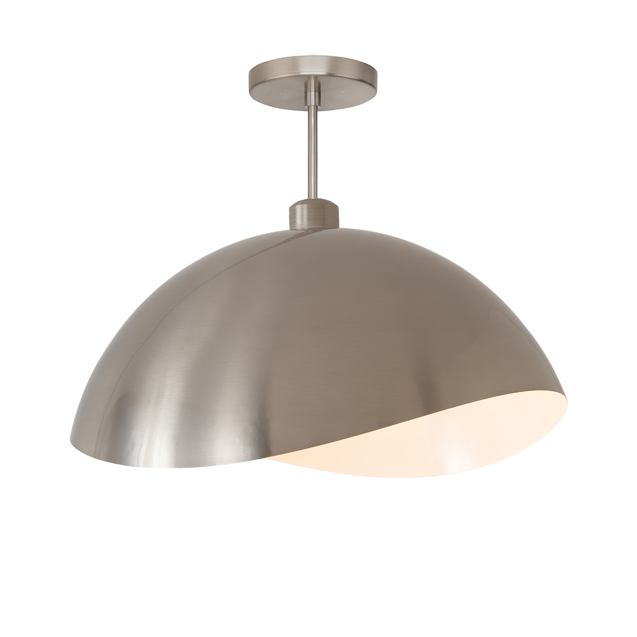 Luna Bella Semi Flush Mount, Satin Nickel/White-Luna Bella Leaf Shade, Satin Nickel