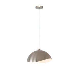 Luna Bella Pendant, Satin Nickel/White-Luna Bella Leaf Shade, Satin Nickel