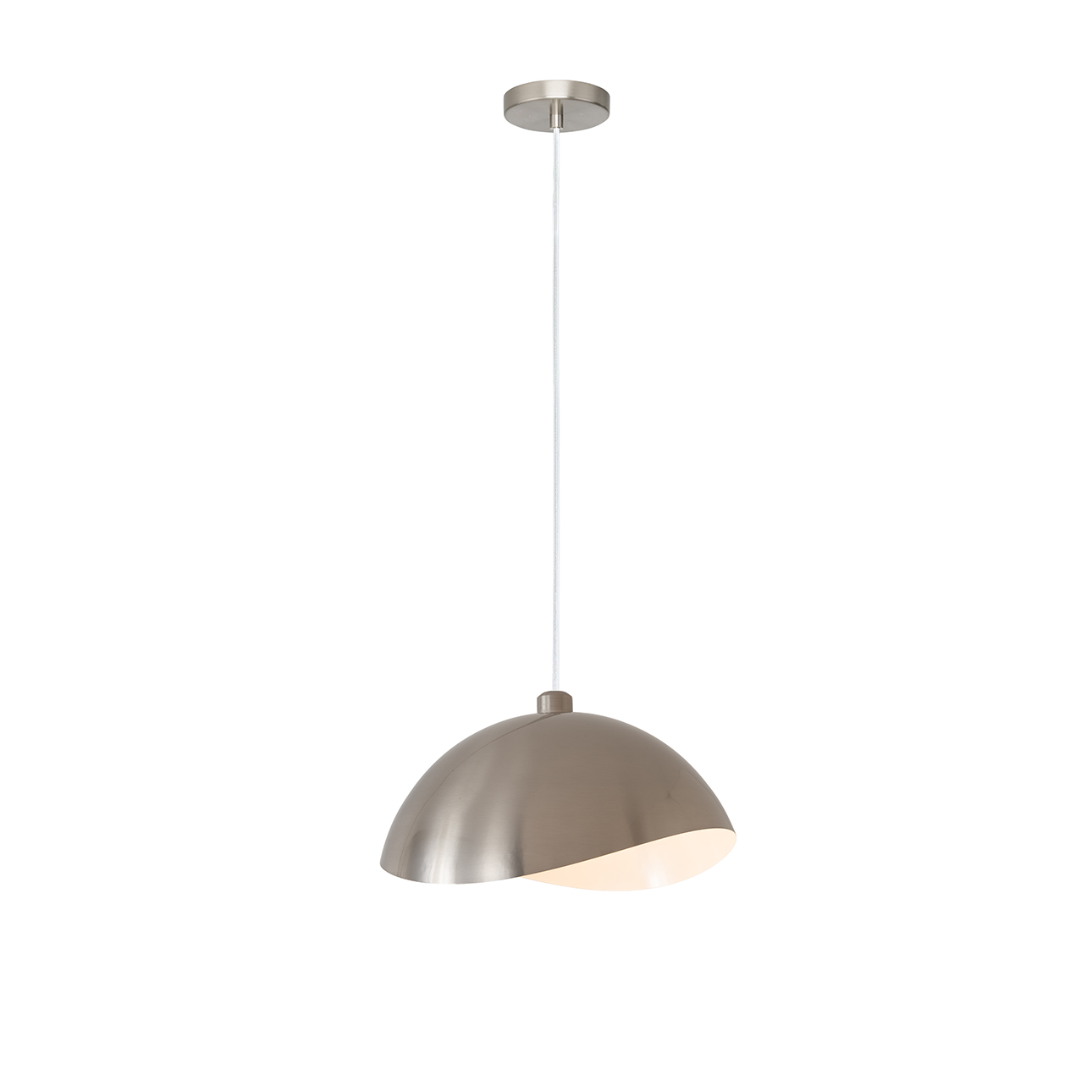 Luna Bella Pendant, Satin Nickel/White-Luna Bella Leaf Shade, Satin Nickel