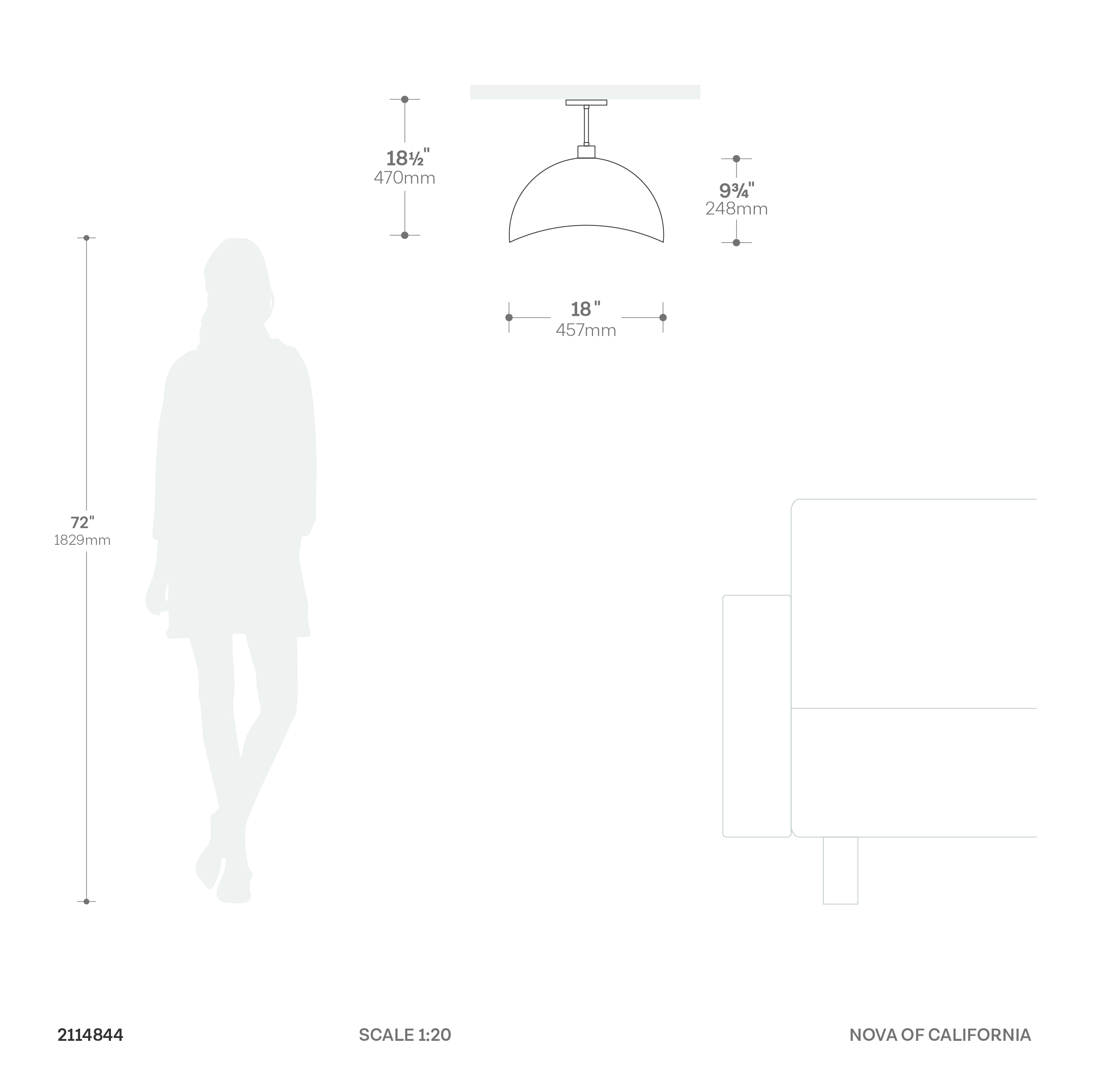 Luna Bella Semi Flush Mount, Satin Nickel/White-Luna Bella Leaf Shade, Satin Nickel