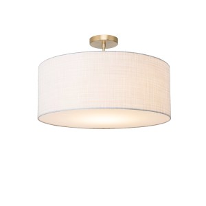 Stretch Semi Flush Mount, Linen Shade, Weathered Brass