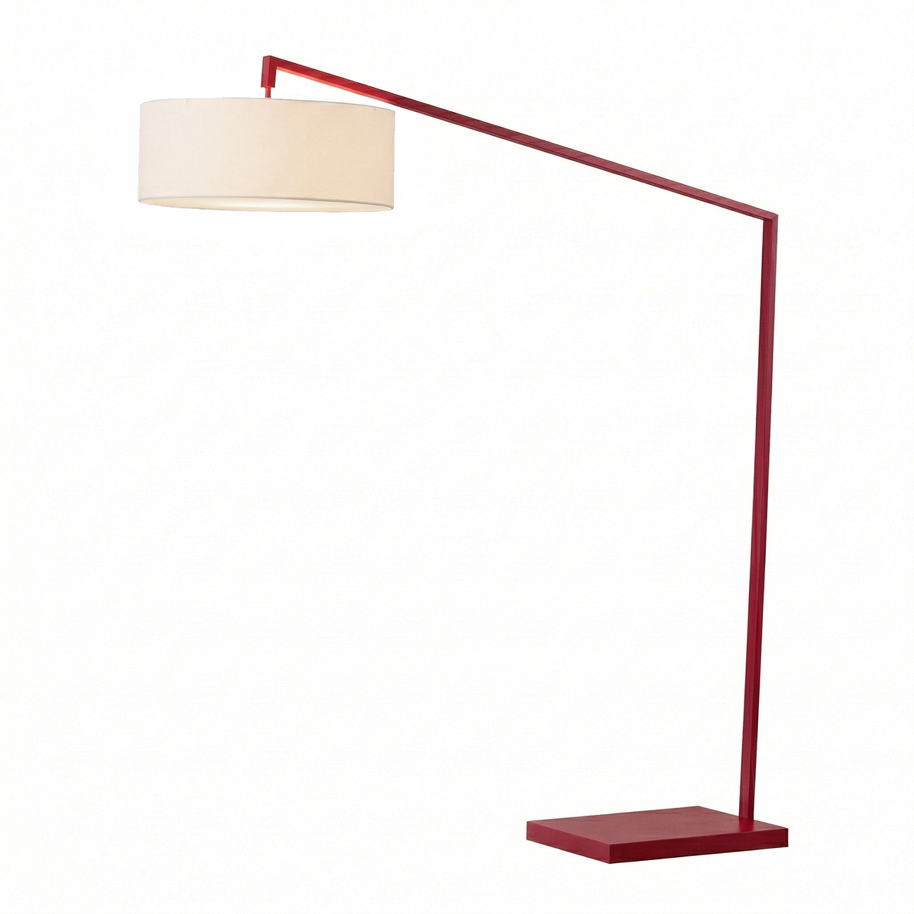 Stretch 87″H 1-Light Arc Lamp, White Linen Shade, Crimson Red Body, Dimmable, for Living Room or Bedroom