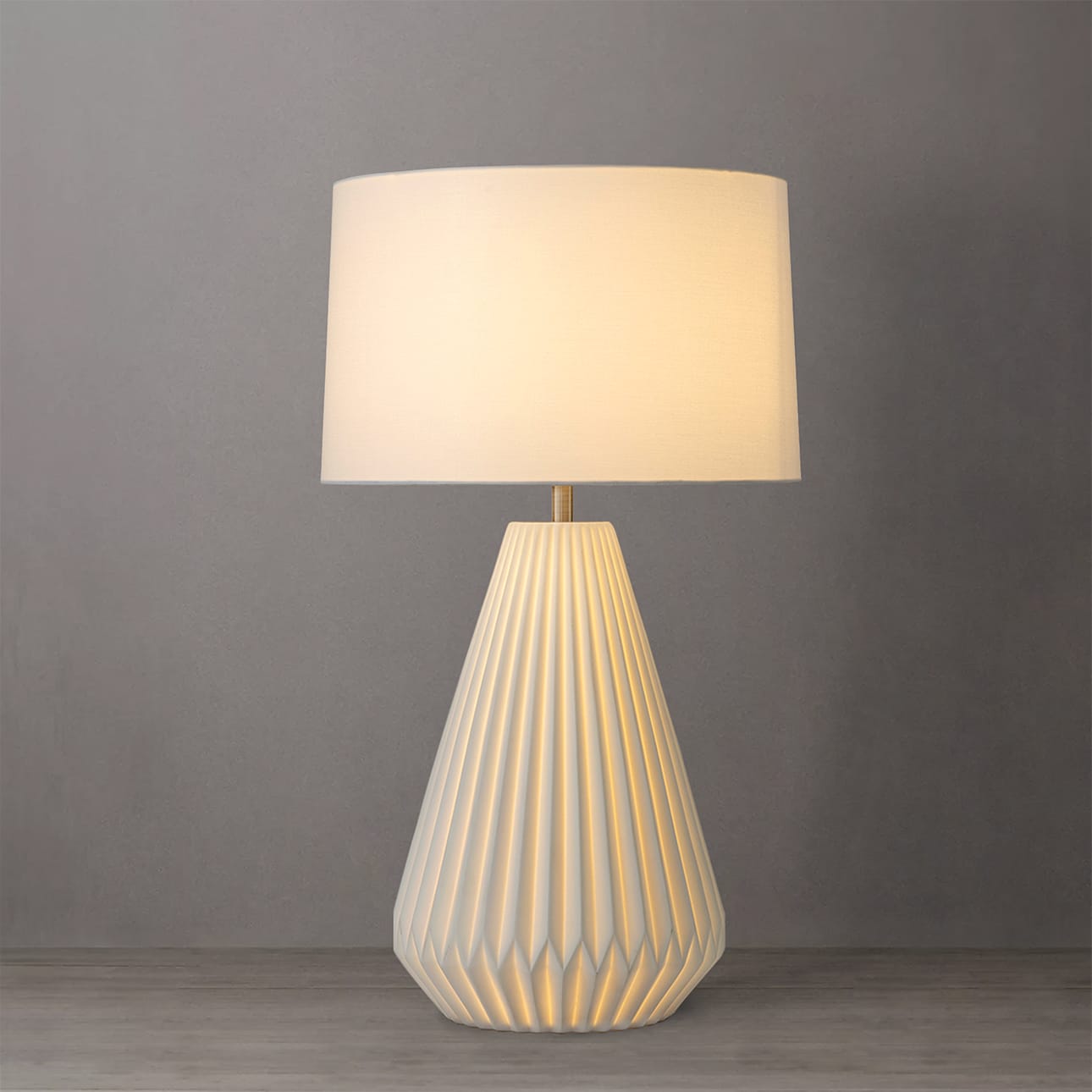 Concord Table Lamp - Translucent Bone Porcelain, Weathered Brass, Linen Shade