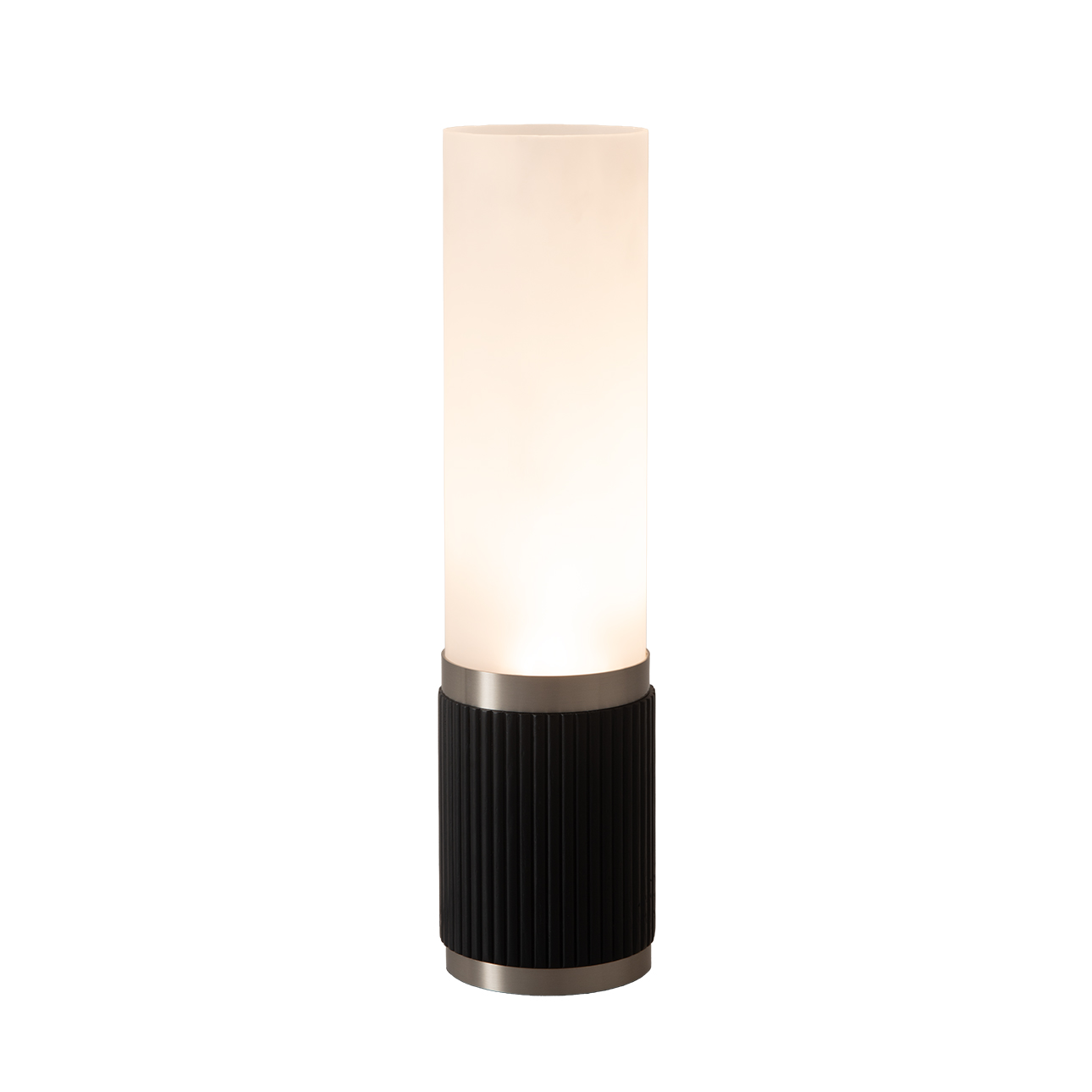 Tambo Cylindro 18" Petite Accent Table Lamp, Black Oak, Satin Nickel